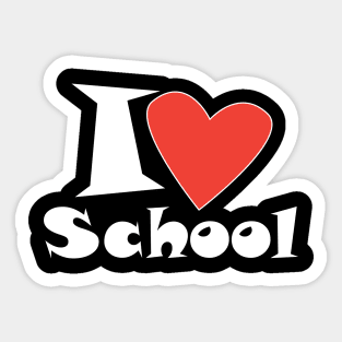 I love My School. Slogan. Back to school. Hello School. Happy Teacher Day. Autumn. Learning Children. Cartoon Graphic design Sticker